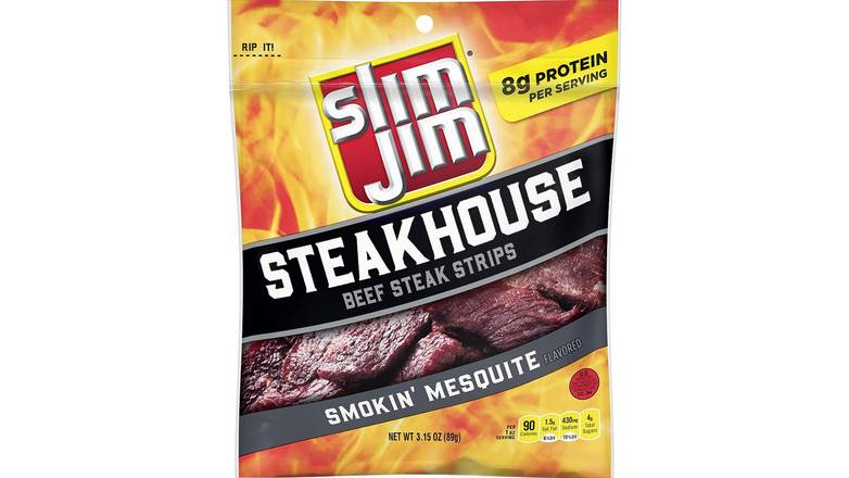 Order Slim Jim Steakhouse Strips, Smokin’ Mesquite food online from Exxon Food Mart store, Port Huron on bringmethat.com