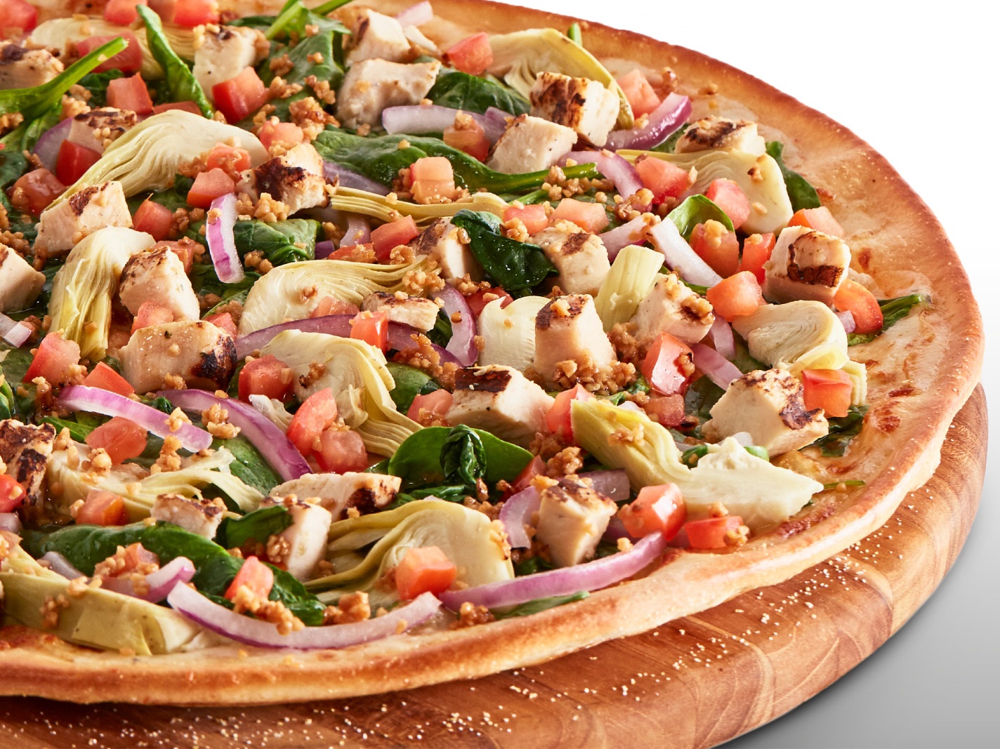 Order Gluten Free Spinach Garlic Chicken Pizza food online from Pizza Guys store, Brentwood on bringmethat.com