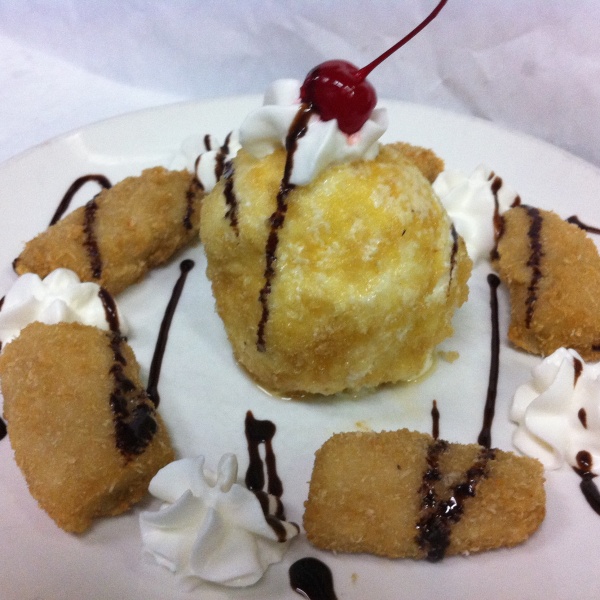 Order 103. Fried Ice Cream with Fried Banana food online from Pinang store, Forest Hills on bringmethat.com
