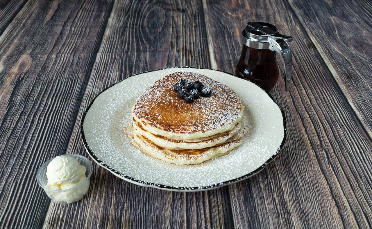 Order Fresh Blueberry Pancake food online from House of Pies store, Los Angeles on bringmethat.com