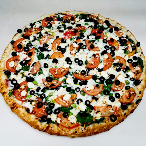 Order 27. Greek Al Forno Pizza food online from Pappageorggeo Pizza store, San Jose on bringmethat.com