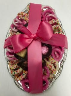 Order Big Pink Bow Silver Tray food online from Twisted Gourmet Chocolates store, Passaic on bringmethat.com