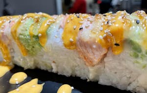 Order Baked Salmon Roll food online from Aki Sushi & Japanese Fusion store, San Jacinto on bringmethat.com