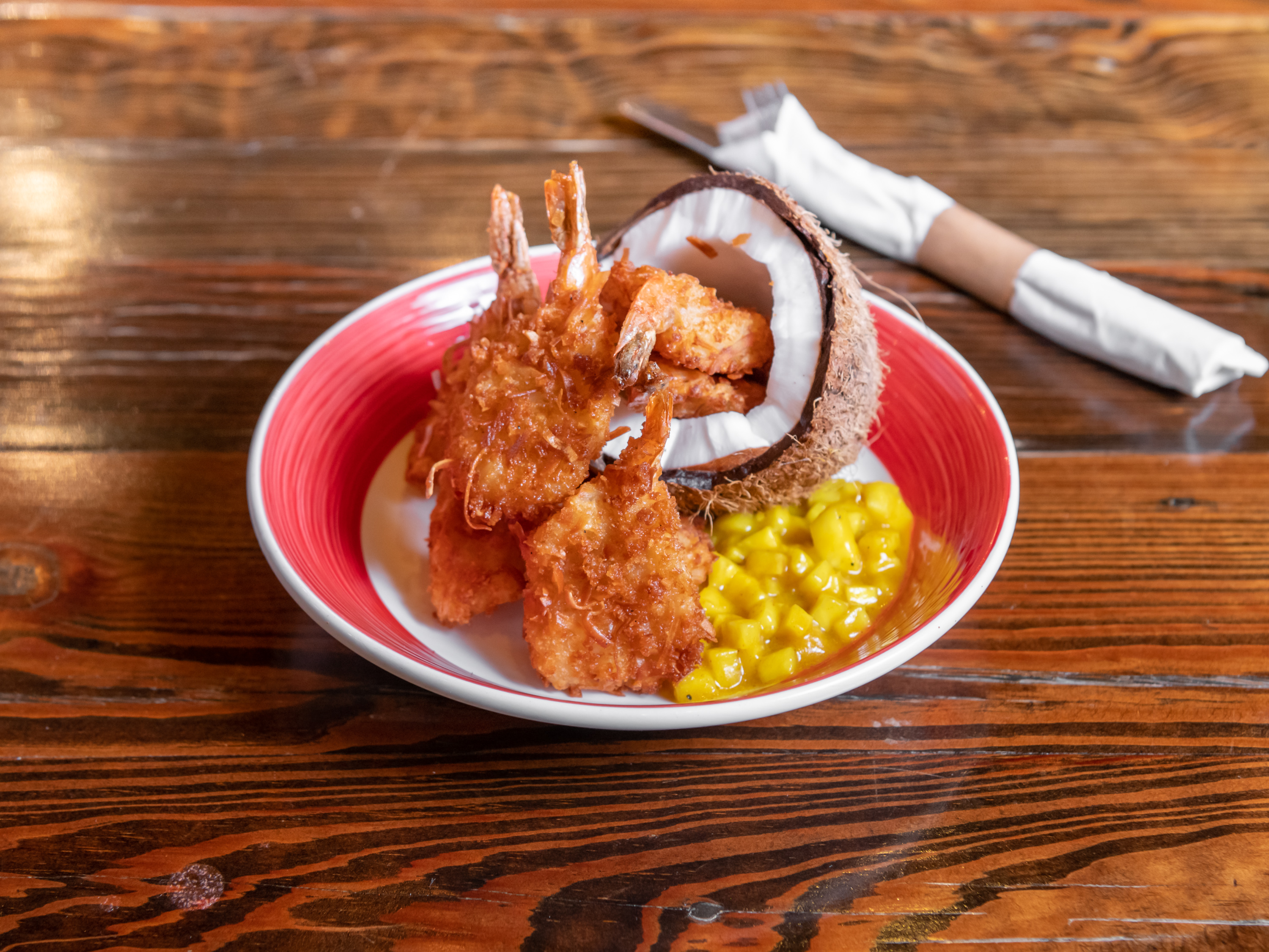 Order Coconut Shrimp with Roasted Pineapple Sauce food online from The Simpson Restaurant & Bar store, Brooklyn on bringmethat.com
