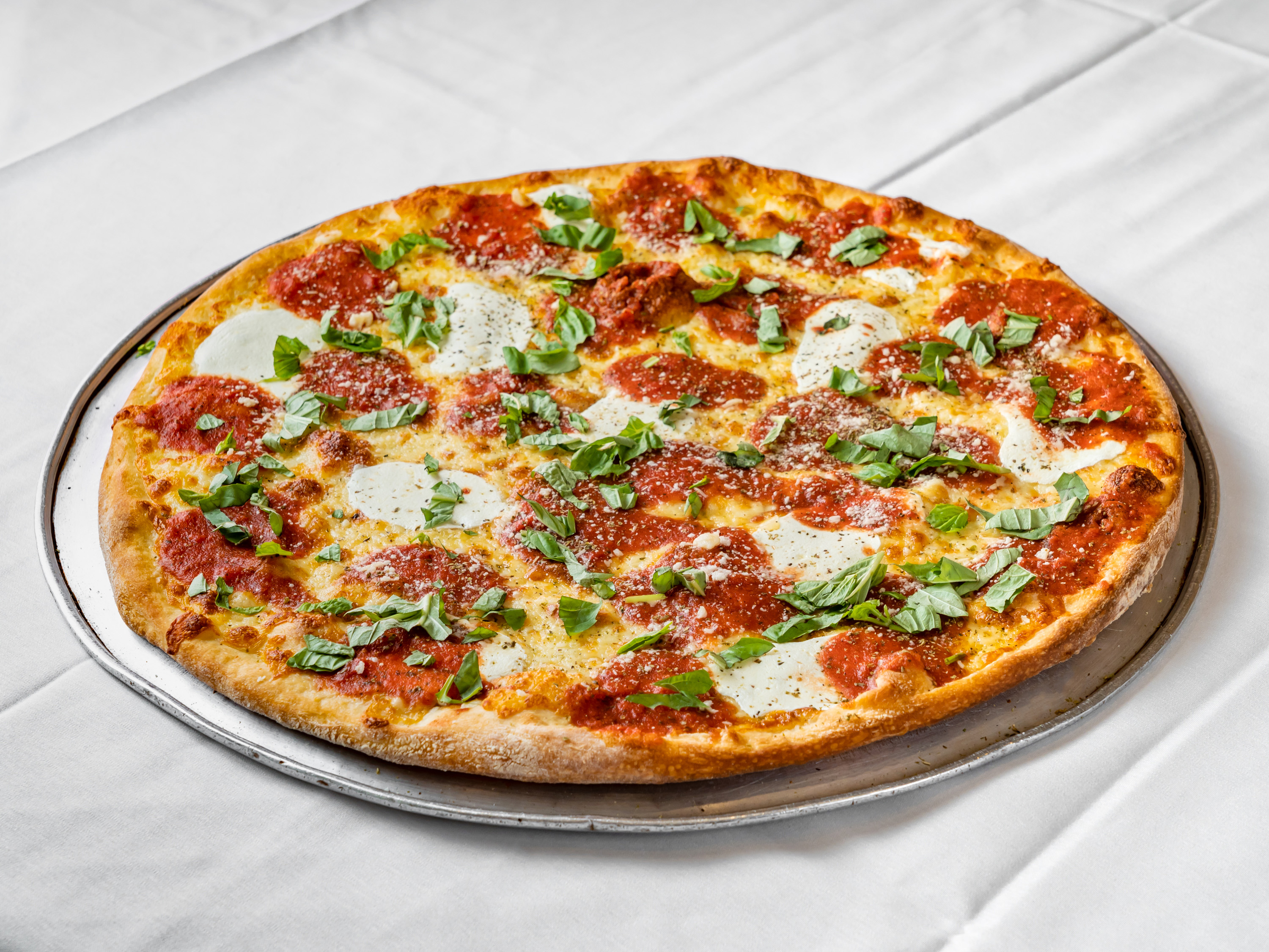 Order Margherita Single Serving Pizza food online from Portofino Ristorante store, Forest Hills on bringmethat.com