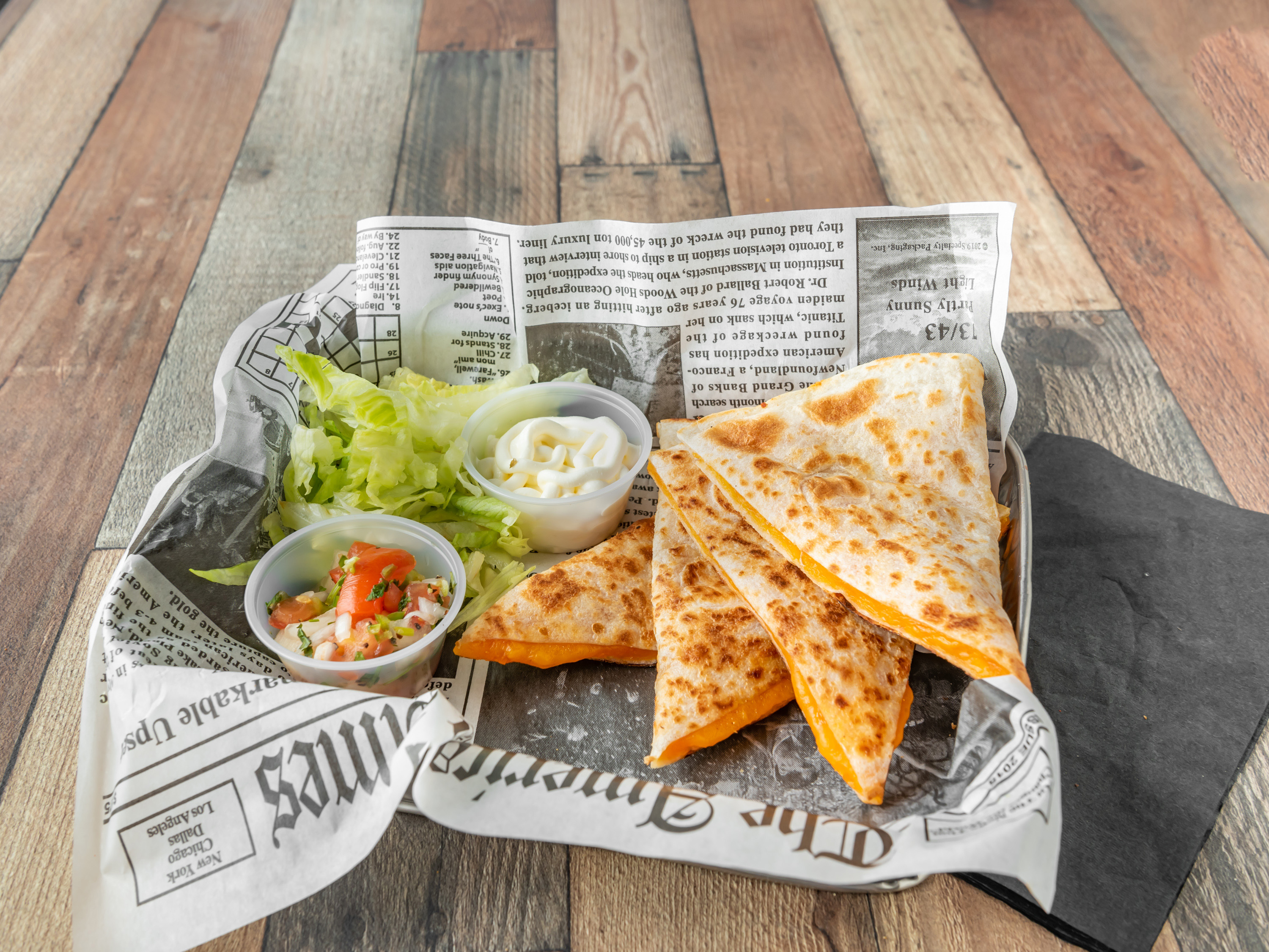 Order Quesadilla food online from Tipsy Bar And Pizza store, Huntley on bringmethat.com
