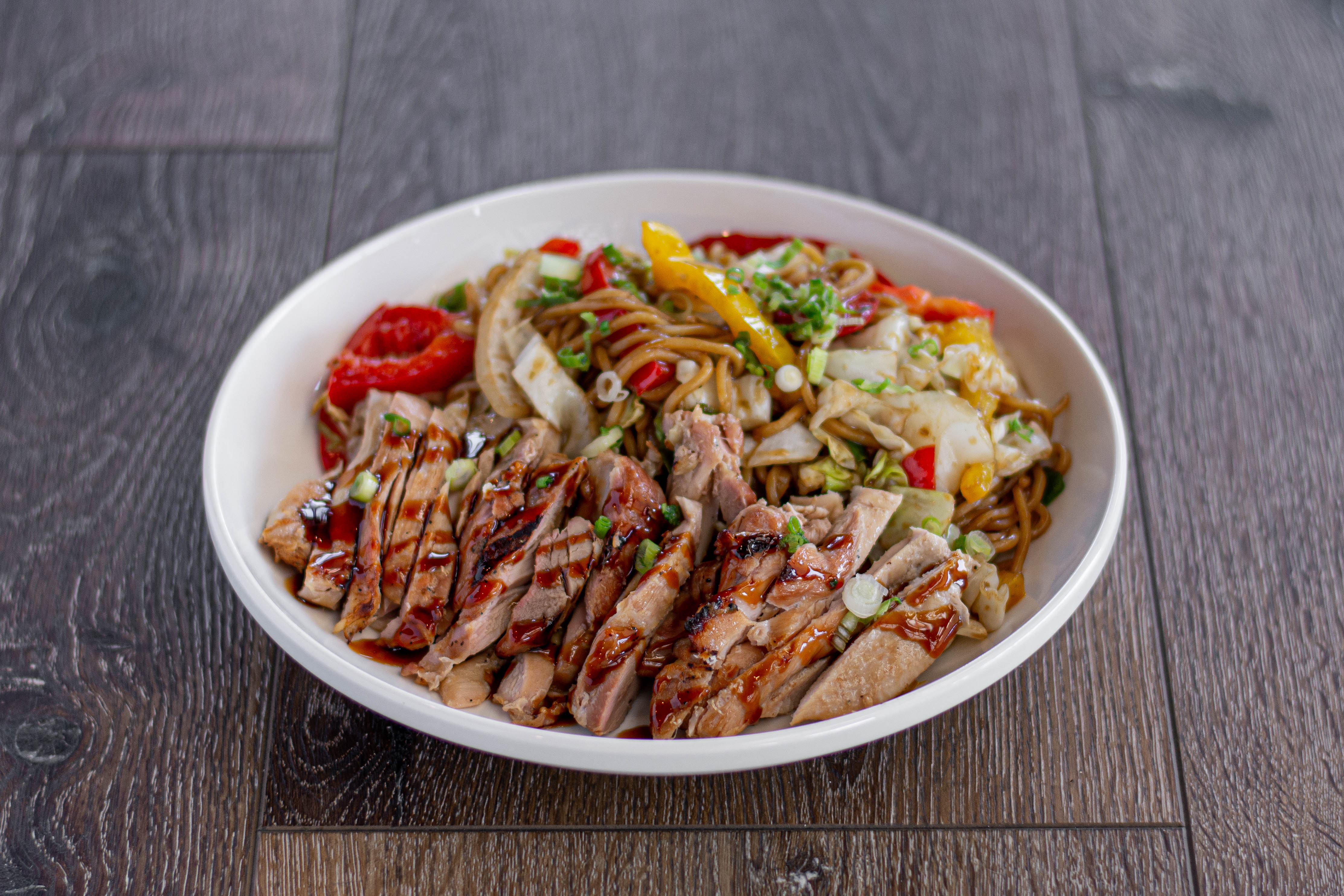 Order Yakisoba Noodles and Chicken Combo Plate food online from Sansai Japanese Grill store, Burbank on bringmethat.com