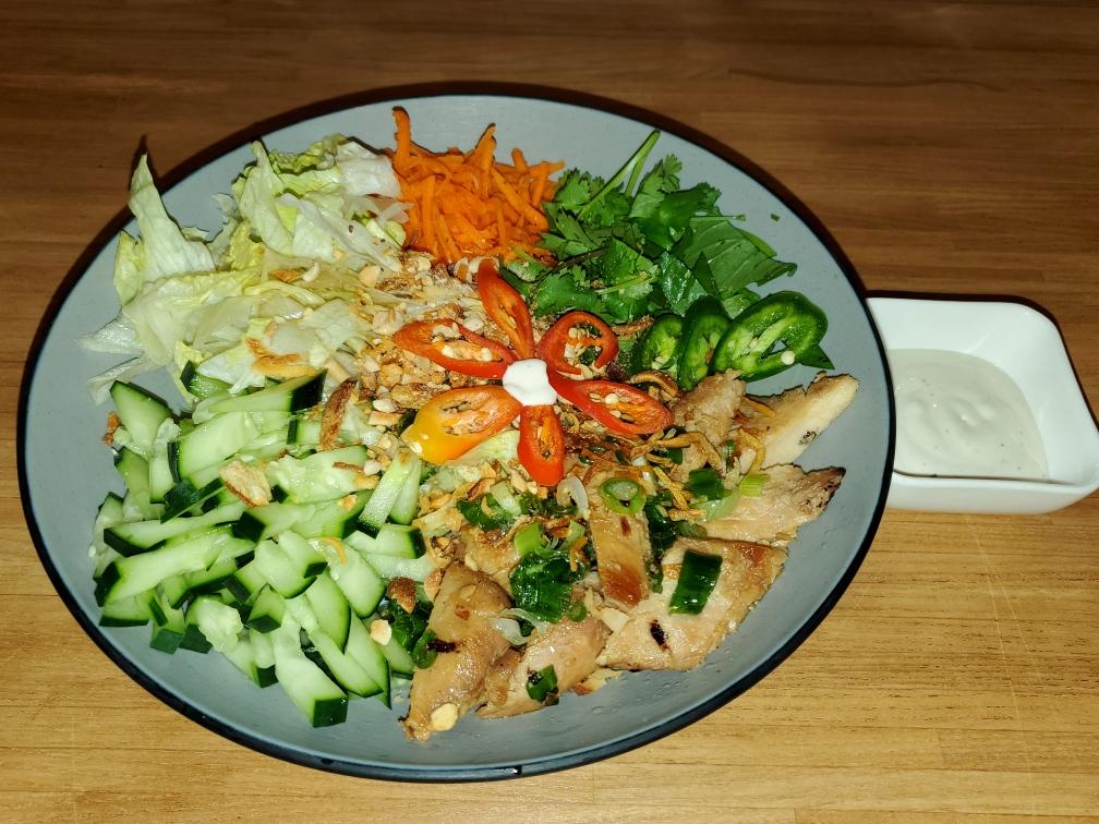 Order S3. Salad with Grilled Chicken Bowl food online from V Cafe store, Austin on bringmethat.com