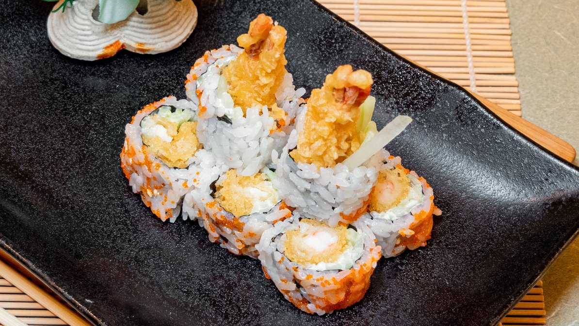 Order Shrimp Tempura Roll (8) food online from Ocean Samurai store, Blacksburg on bringmethat.com