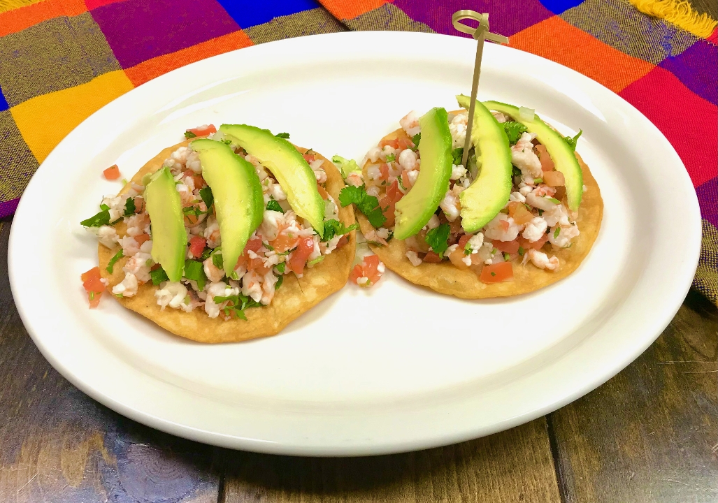 Order 2 Ceviche Tostadas food online from Cocina Village store, Fresno on bringmethat.com