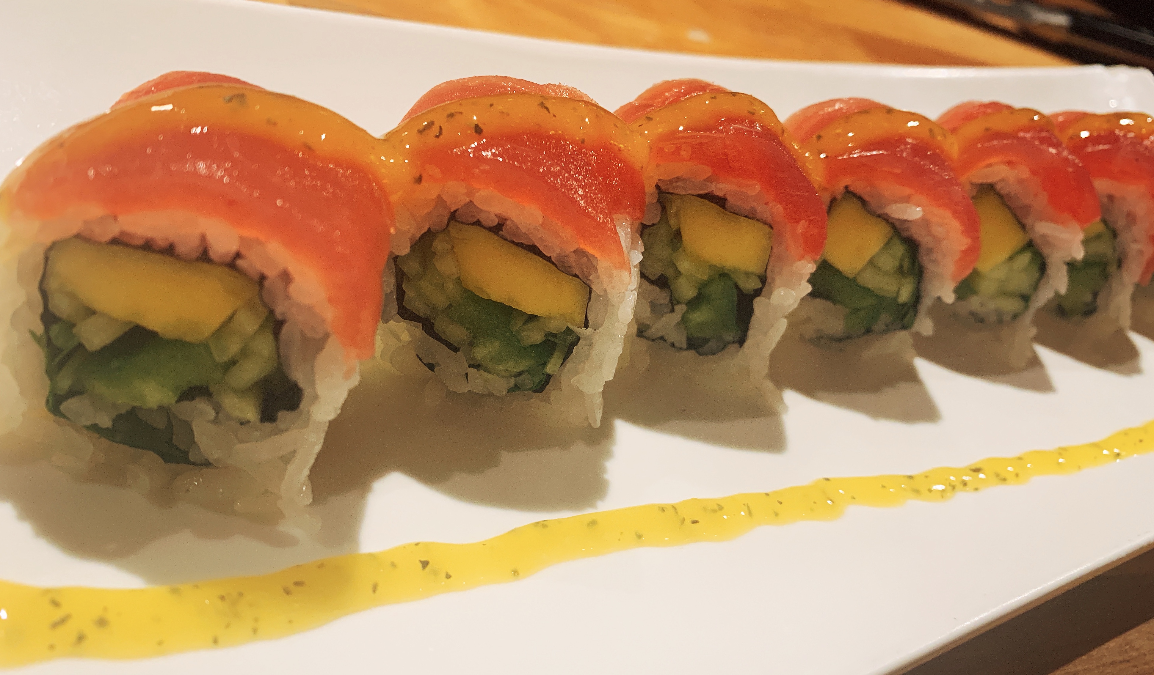 Order Mango Tango Roll food online from Go Sushi Japanese Restaurant store, Pacifica on bringmethat.com