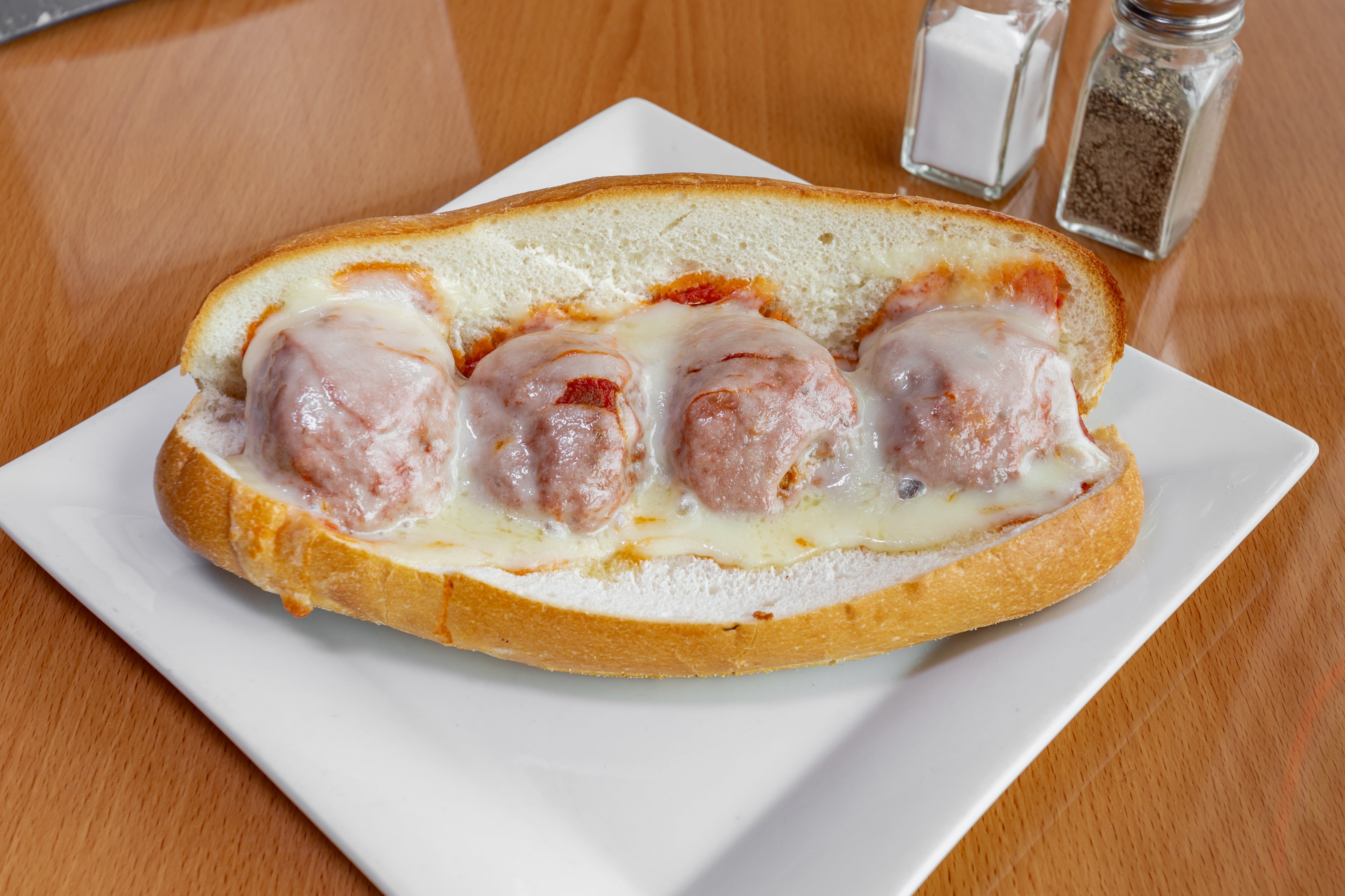 Order Meatball Parmigiana Sub - 10" food online from Frank Pizza store, East Stroudsburg on bringmethat.com