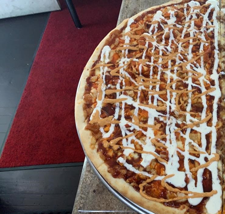 Order Crazy Chicken Pizza - Personal (8 Slices) food online from 4 Brothers Pizzeria & Restaurant store, Greenwood Lake on bringmethat.com