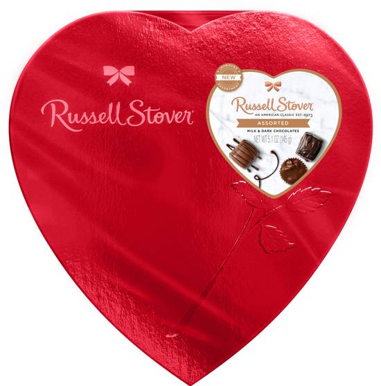 Order Russel Stover Assorted Chocolate Red Foil Heart Box - 5.1 oz food online from Rite Aid store, OREGON on bringmethat.com