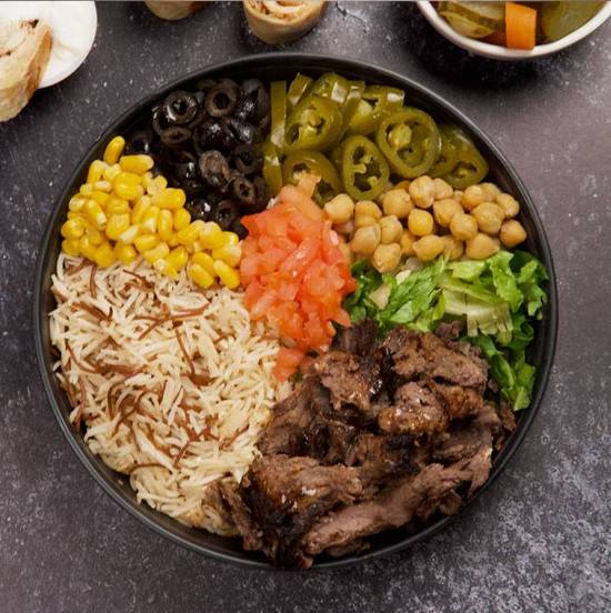 Order Beef Shawarma Over Rice food online from Abu Omar Halal store, College Station on bringmethat.com