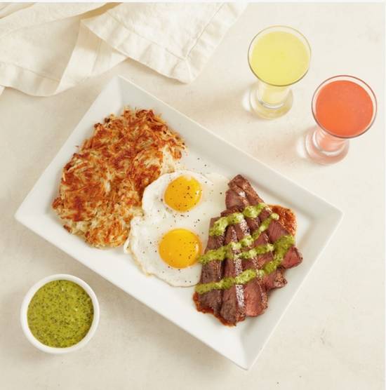 Order Flat Iron & Eggs food online from Over Easy store, Phoenix on bringmethat.com