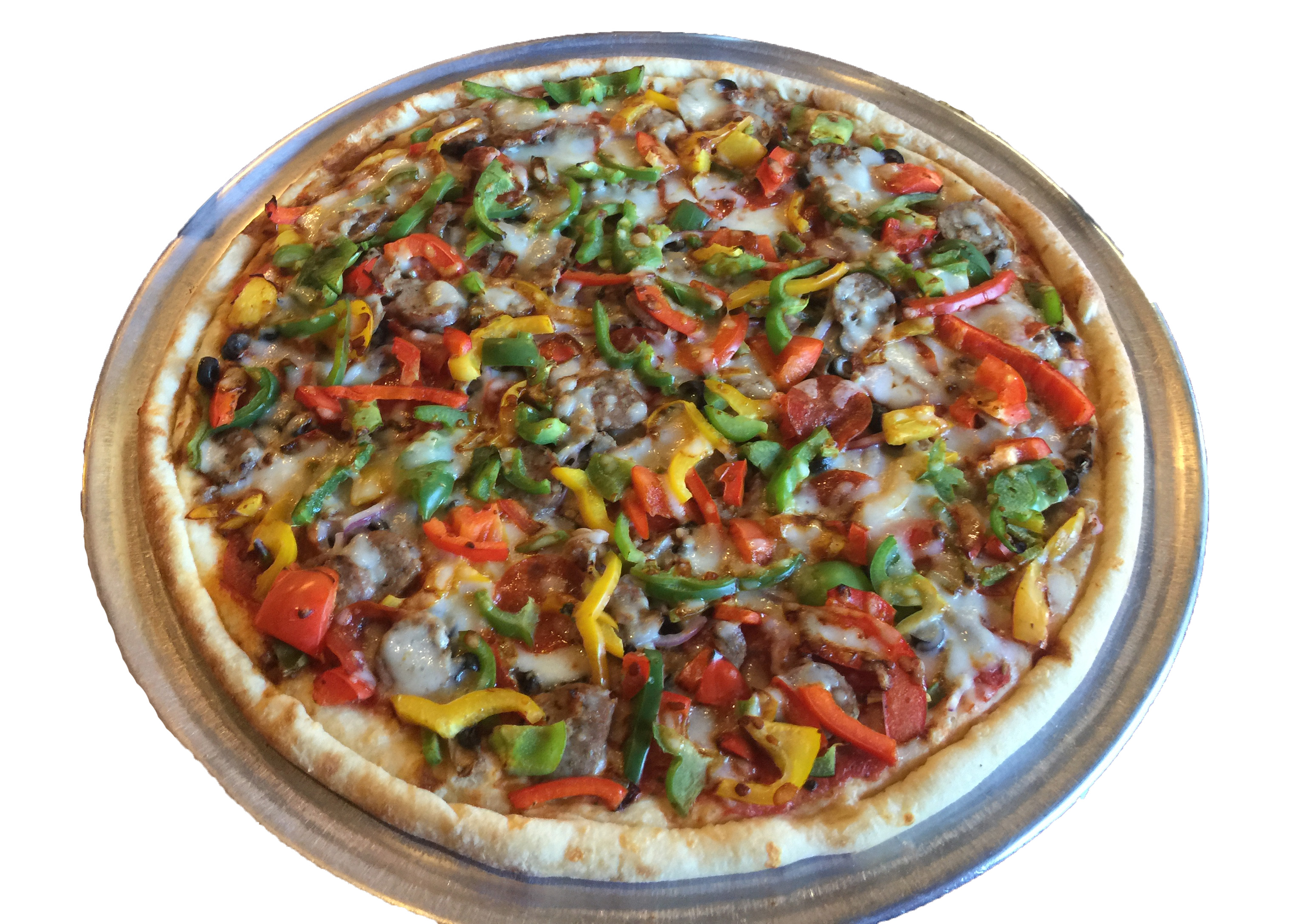 Order The Works New York Thin Crust Pizza food online from Slice Of The Pie Pizza store, Laguna Niguel on bringmethat.com
