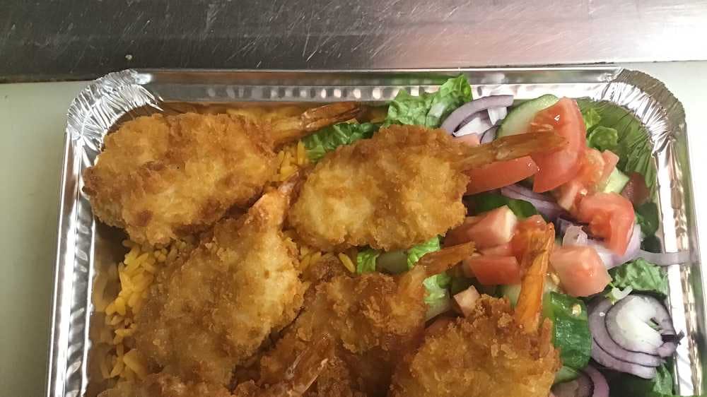Order 6 Jumbo Shrimp with Rice & Salad - 6 Pieces food online from Super Kennedy Chicken store, Bronx on bringmethat.com