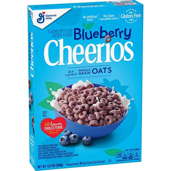 Order Cheerios Blueberry Sweetened Whole Grain Oat Cereal food online from Deerings Market store, Traverse City on bringmethat.com
