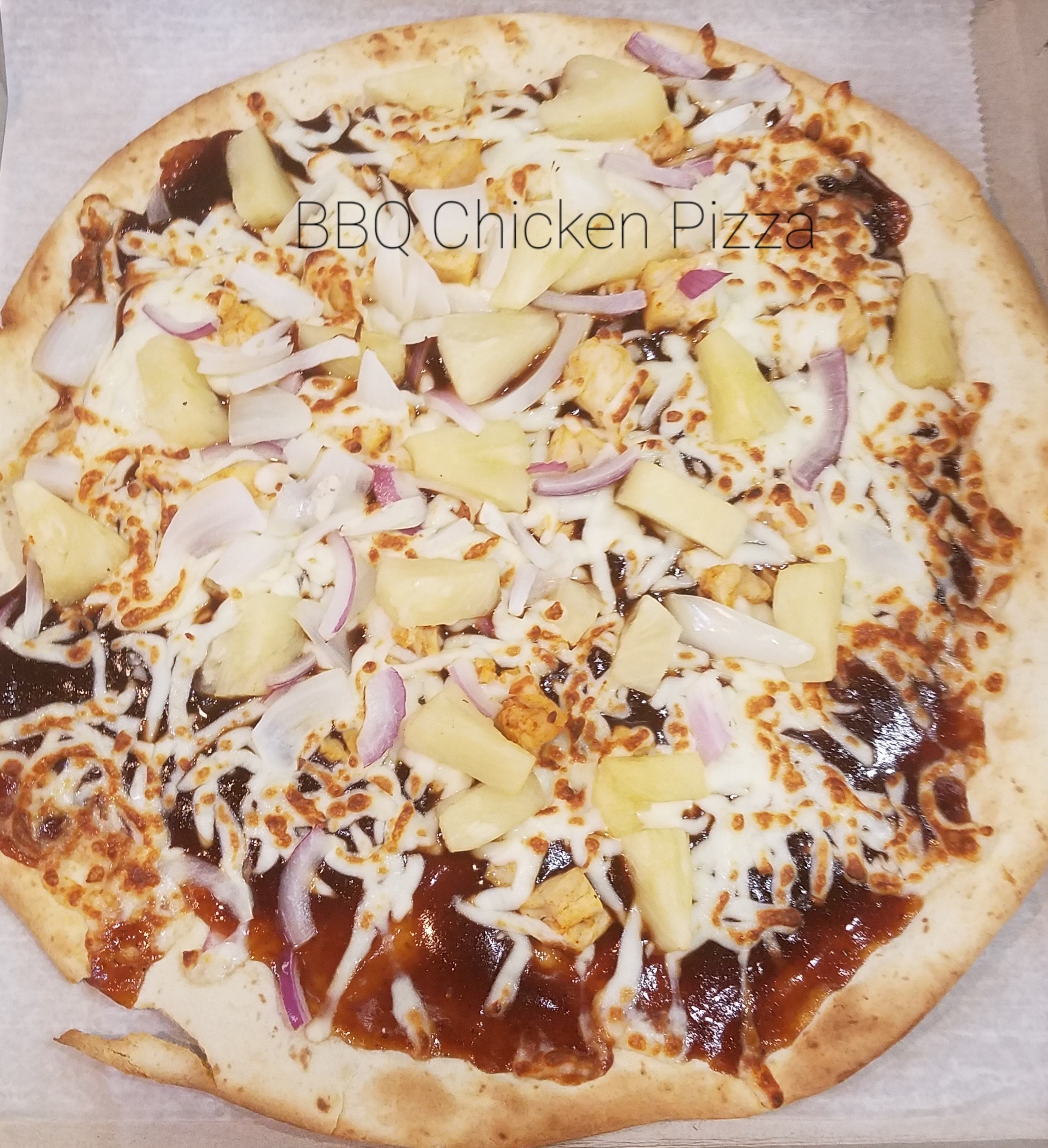 Order BBQ Chicken Pizza food online from Island Smoothie Cafe store, Bethpage on bringmethat.com