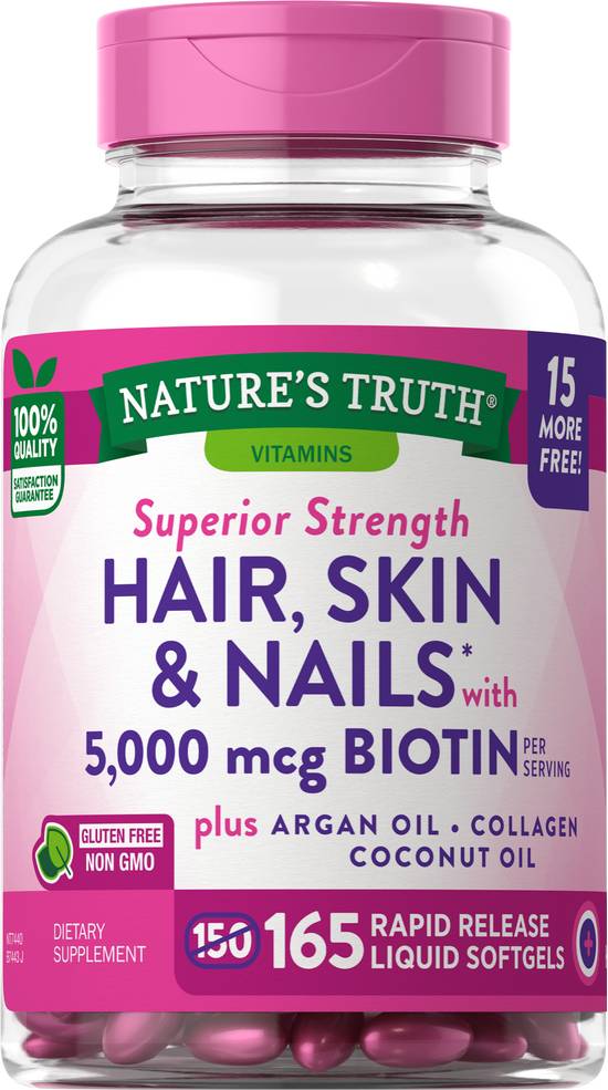 Order Nature's Truth Hair Skin & Nails Softgels 5000 mcg (165 ct) food online from Rite Aid store, Palm Desert on bringmethat.com