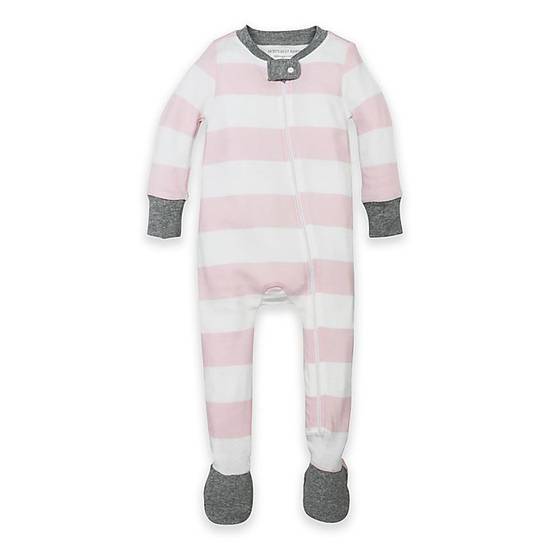 Order Burt's Bees Baby® Size 18M Organic Cotton Rugby Stripe Footed Pajama in Pink food online from Bed Bath & Beyond store, Lancaster on bringmethat.com