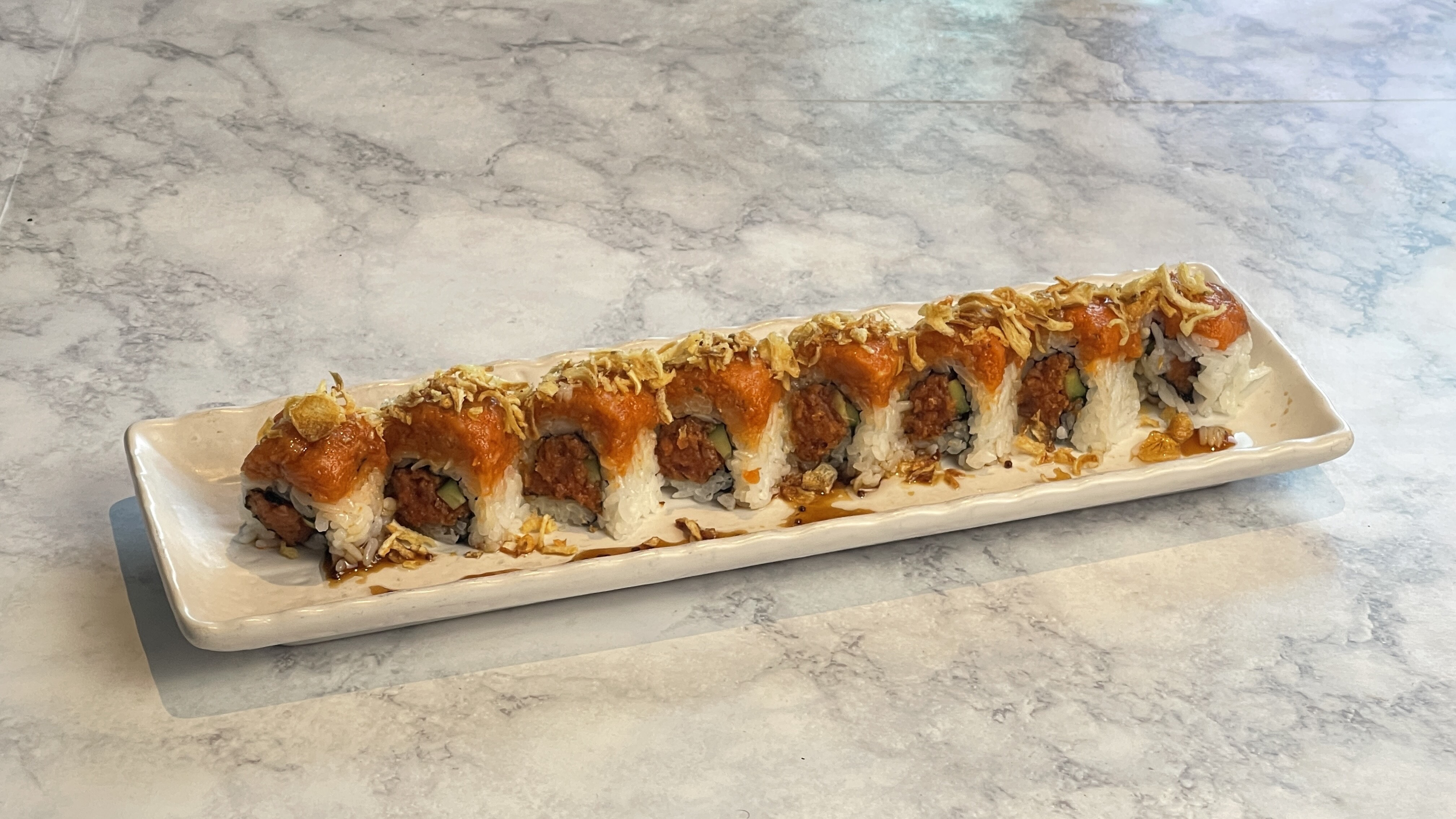 Order Fire Dragon Roll food online from Miyoda Sushi store, Redondo Beach on bringmethat.com