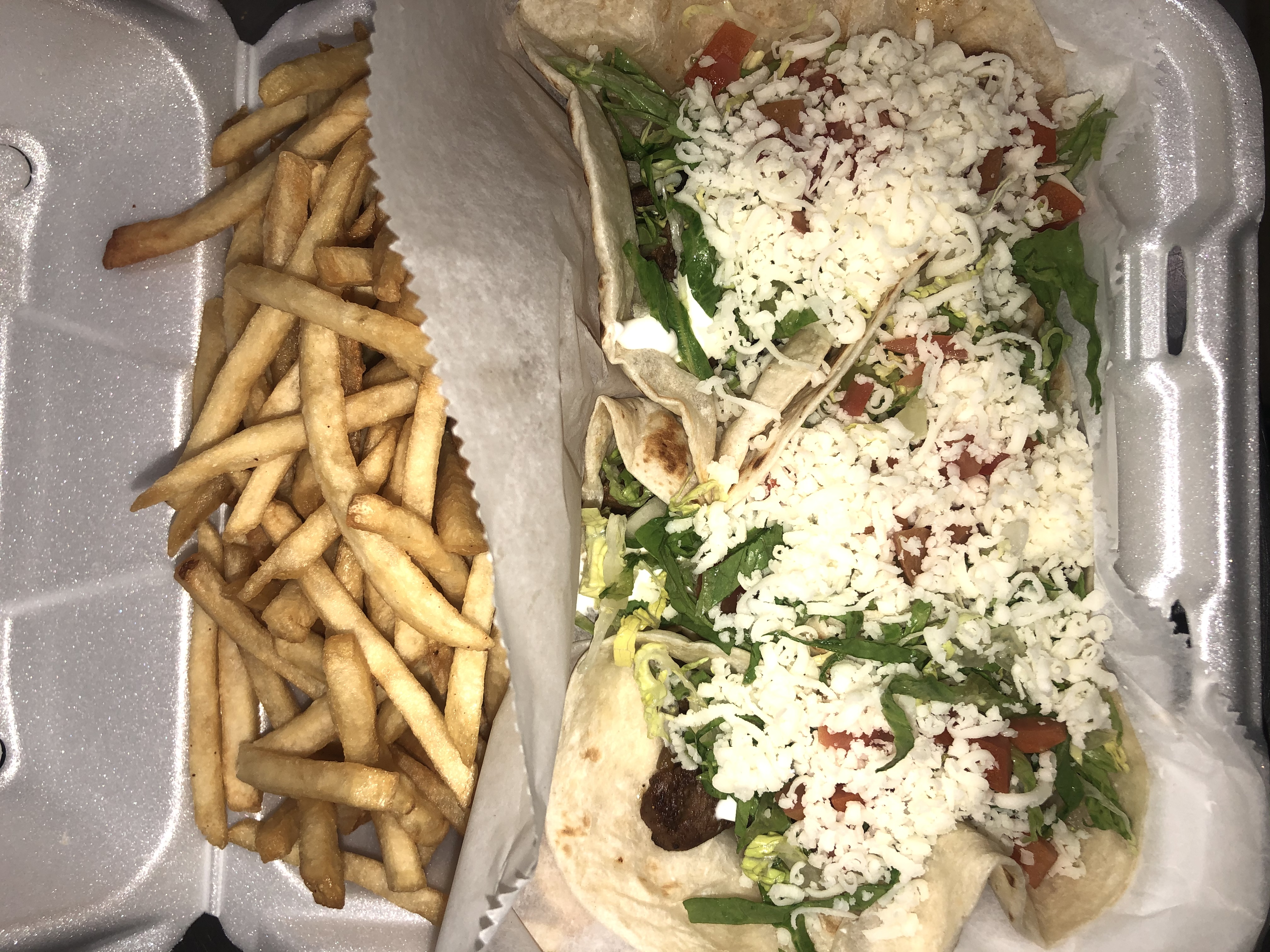 Order 3 Steak Tacos with Fries and Drink food online from Philly Town store, Matteson on bringmethat.com