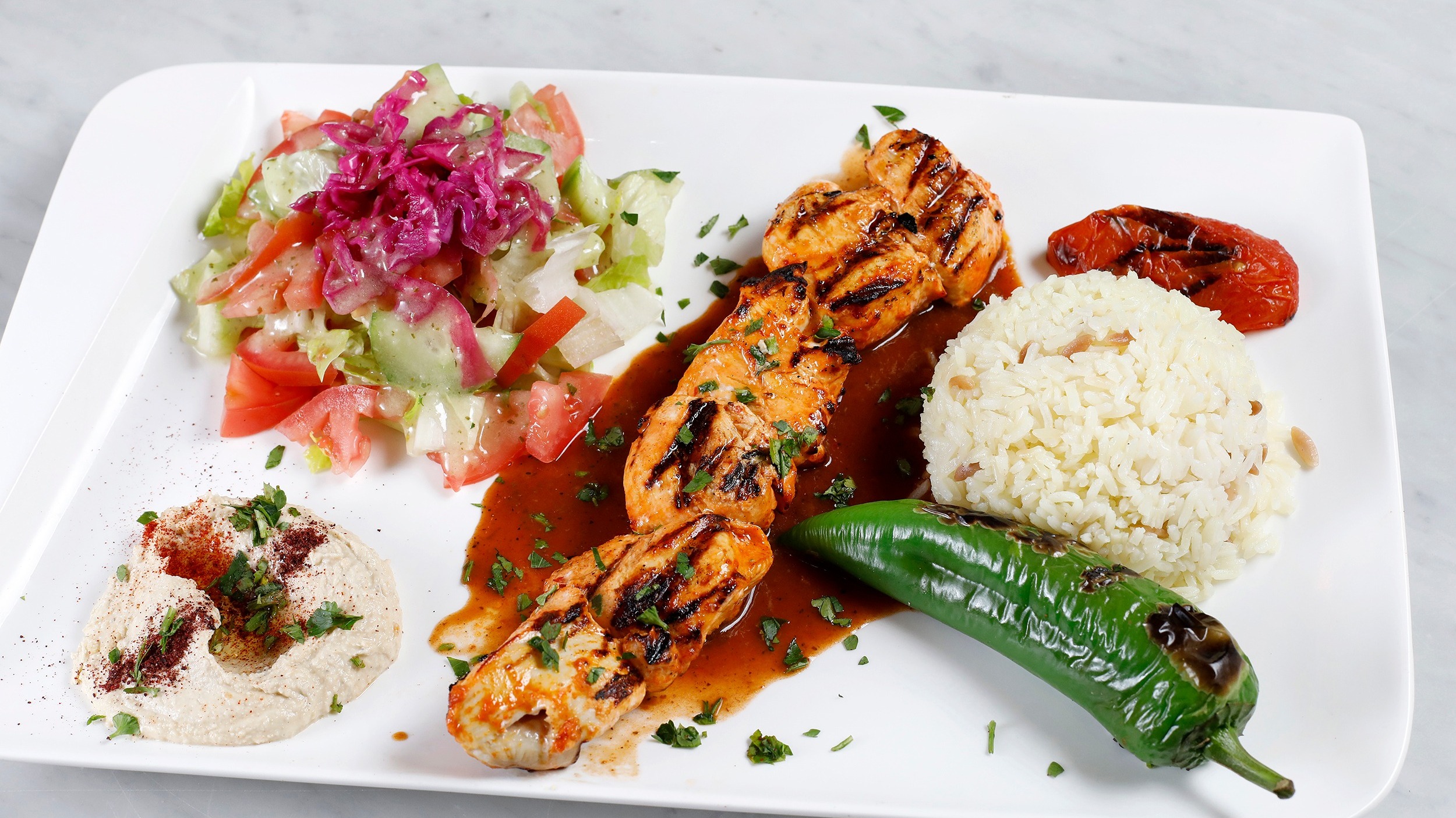 Order Chicken Shish Kebab Plate food online from Istanbul Grill store, San Francisco on bringmethat.com