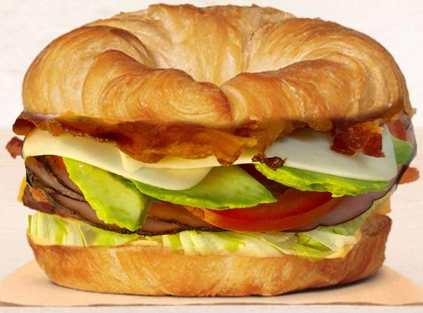 Order Ham Bacon Sandwich Croissant food online from Soup Kettle Grille store, Meridian on bringmethat.com