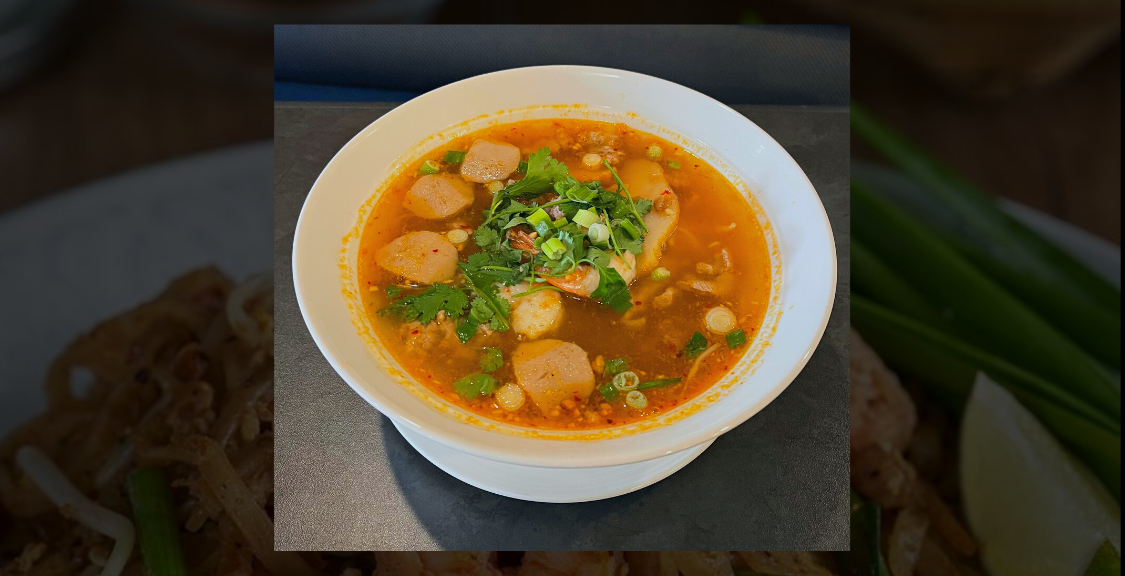 Order 26. Tom Yum Noodle Soup food online from Thonglor Thai Bistro store, San Mateo on bringmethat.com