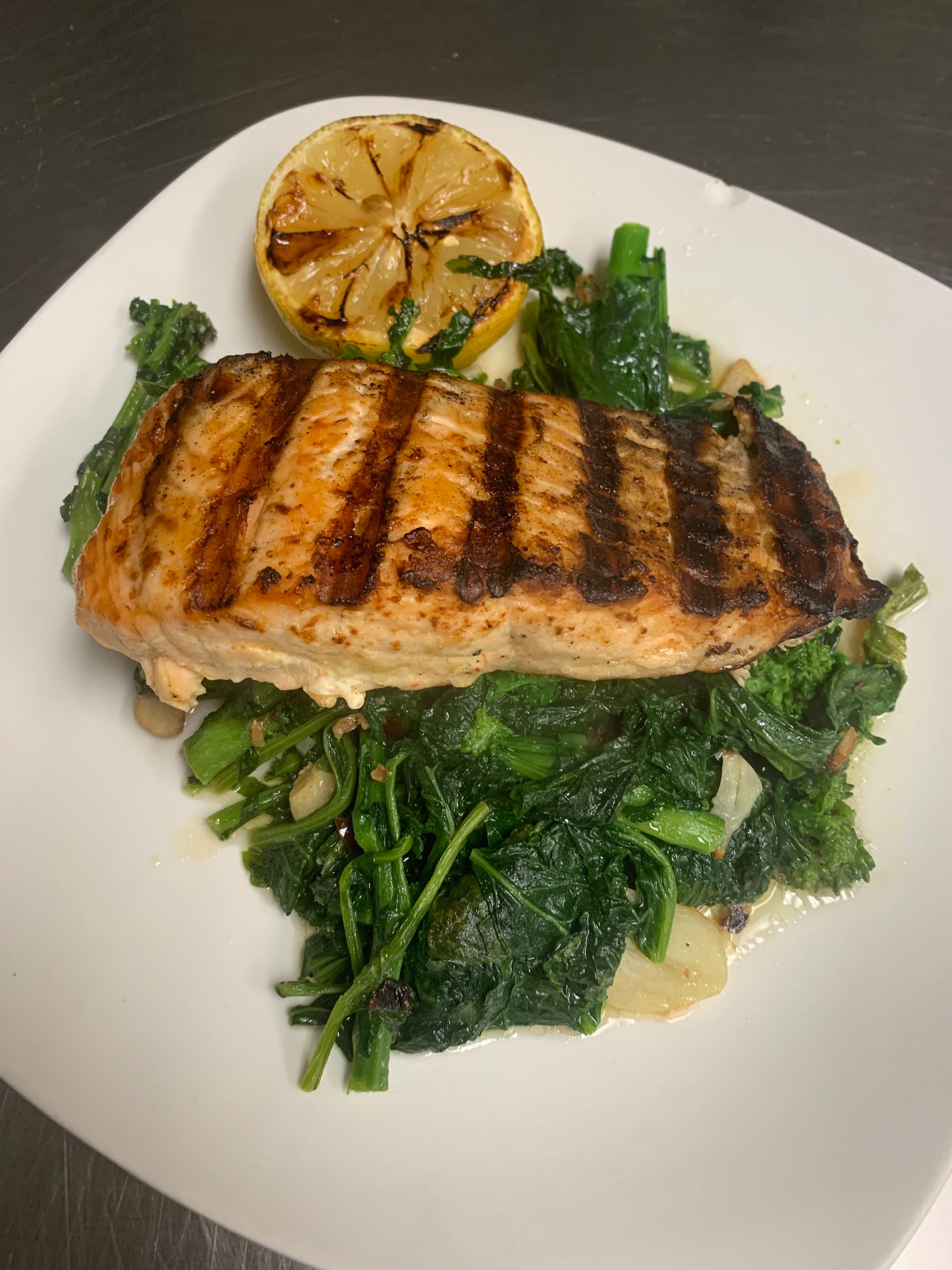 Order Grilled Salmon - Entree food online from Fusilli store, Miller Place on bringmethat.com