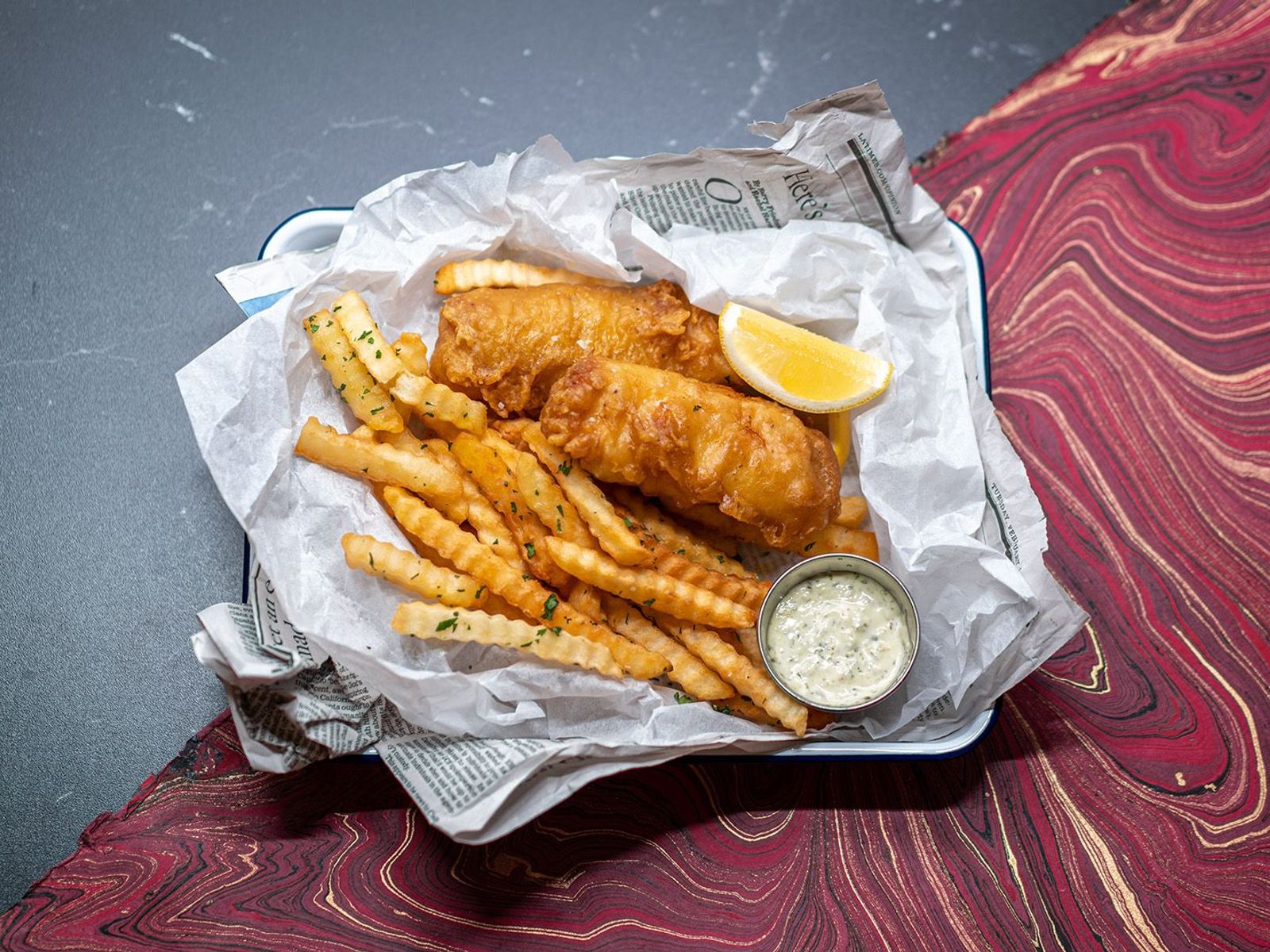 Order Two Pieces of Fried Cod + Fries food online from The Codfather store, Burbank on bringmethat.com