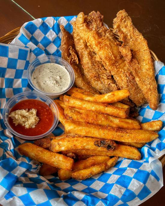 Order FISH N CHIPS food online from The Dive Skc store, Temple City on bringmethat.com