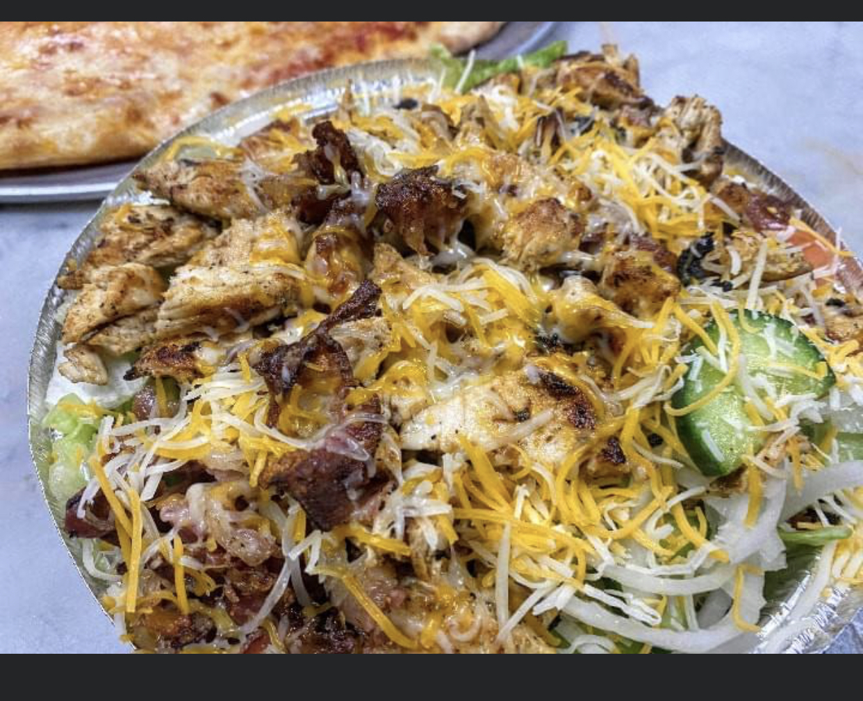 Order Mr. Pizza Salad with Grilled Chicken food online from Mr Pizza Fried Chicken store, Asbury Park on bringmethat.com