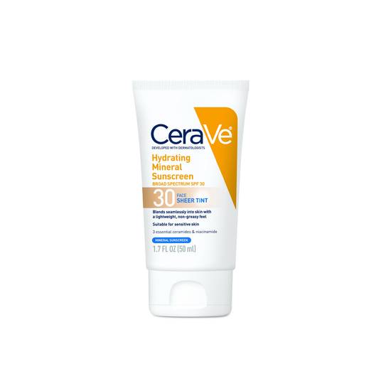 Order CeraVe Tinted Sunscreen for Face SPF 30, Mineral Sunscreen, 1.7 OZ  food online from CVS store, FRANKFORT on bringmethat.com