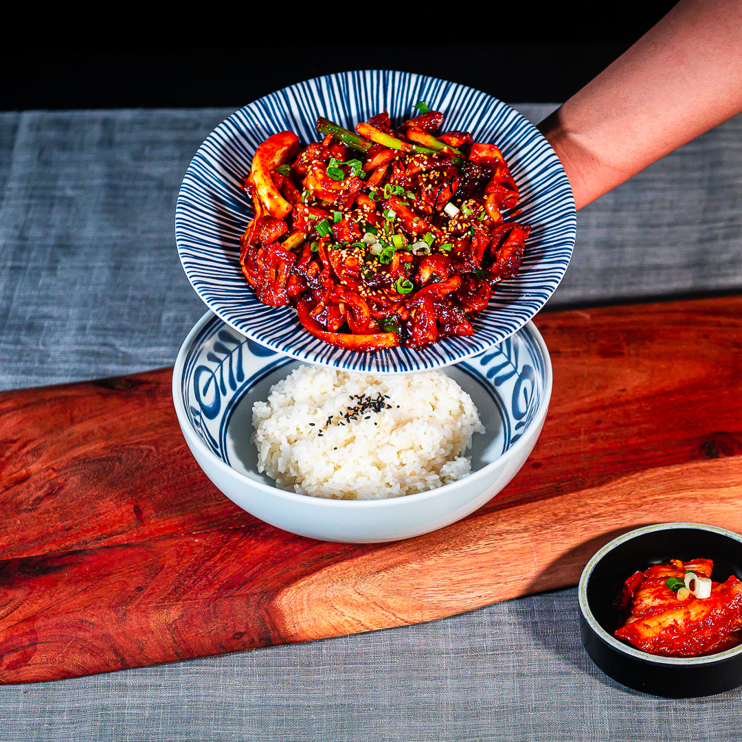 Order Stir Fried Spicy Pork Rice Bowl / 매운제육덮밥 food online from D.Eatery L Il Palco store, Buena Park on bringmethat.com