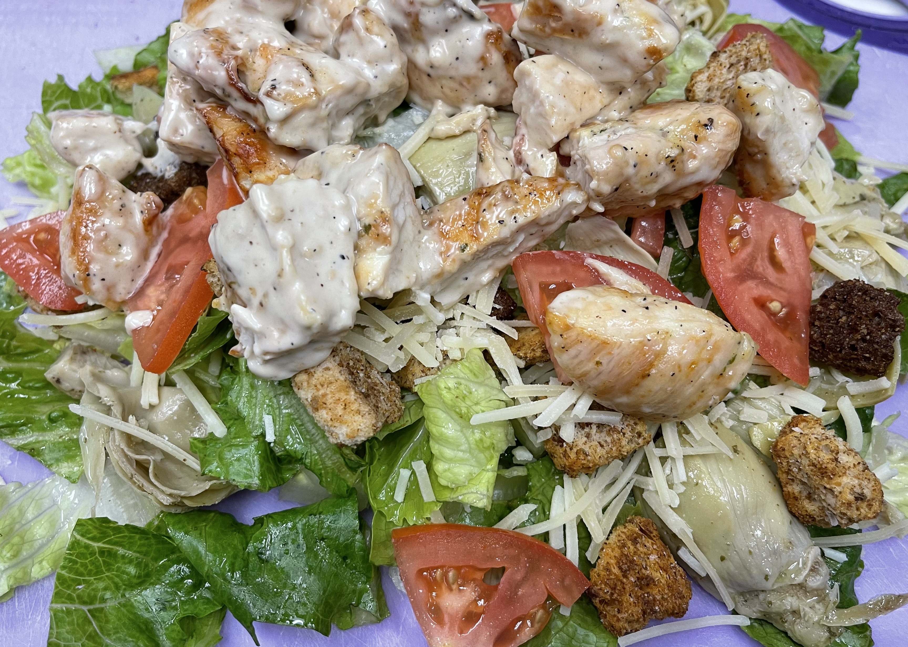 Order Regular Size Chicken Caesar Salad food online from Ameci Pizza & Pasta store, Thousand Oaks on bringmethat.com