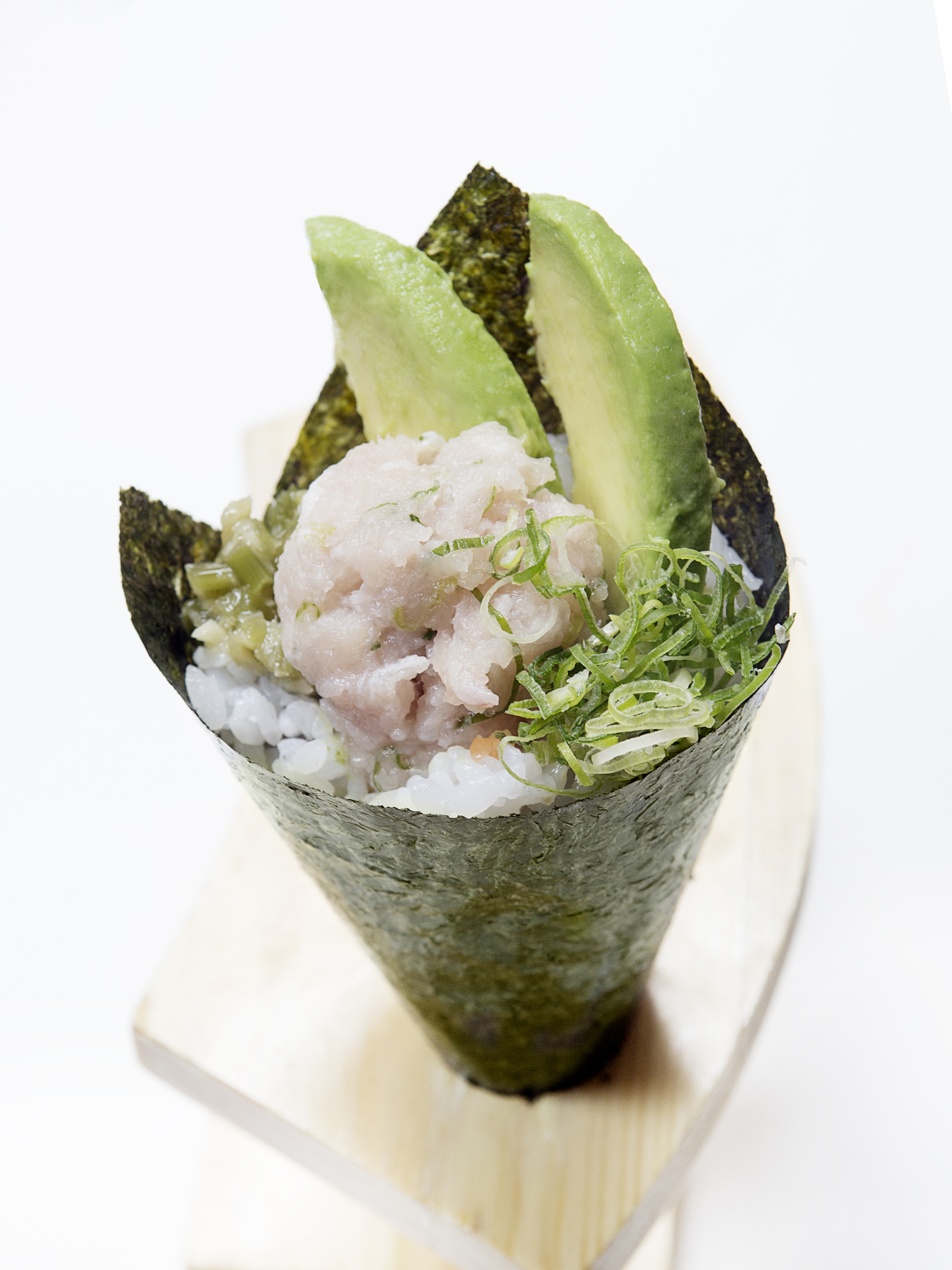 Order Hamachi Wasabi Handroll food online from Aki Sushi store, New York on bringmethat.com