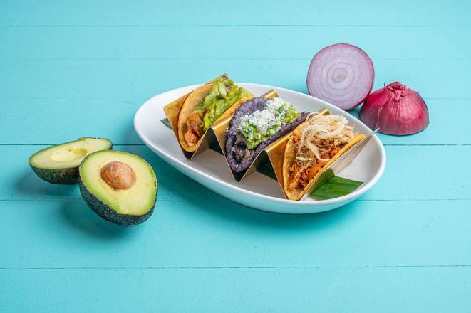 Order 3 Taco Sampler food online from Tocaya Modern Mexican store, Del Mar on bringmethat.com