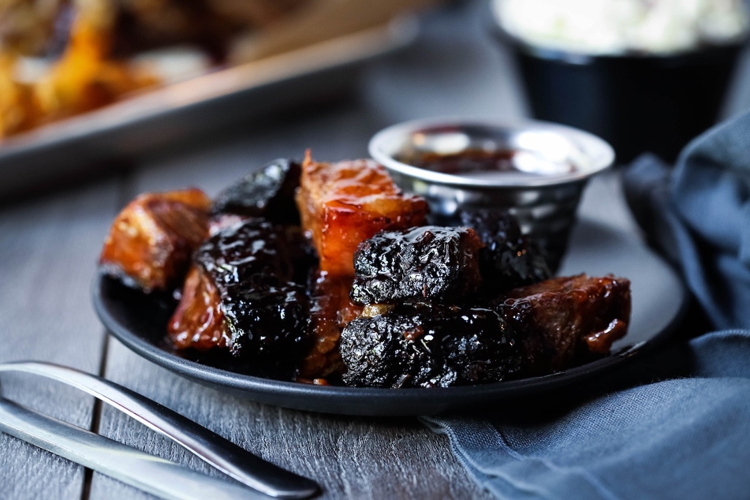 Order Caramelized Burnt Ends food online from Red Hot & Blue store, North Richland Hills on bringmethat.com
