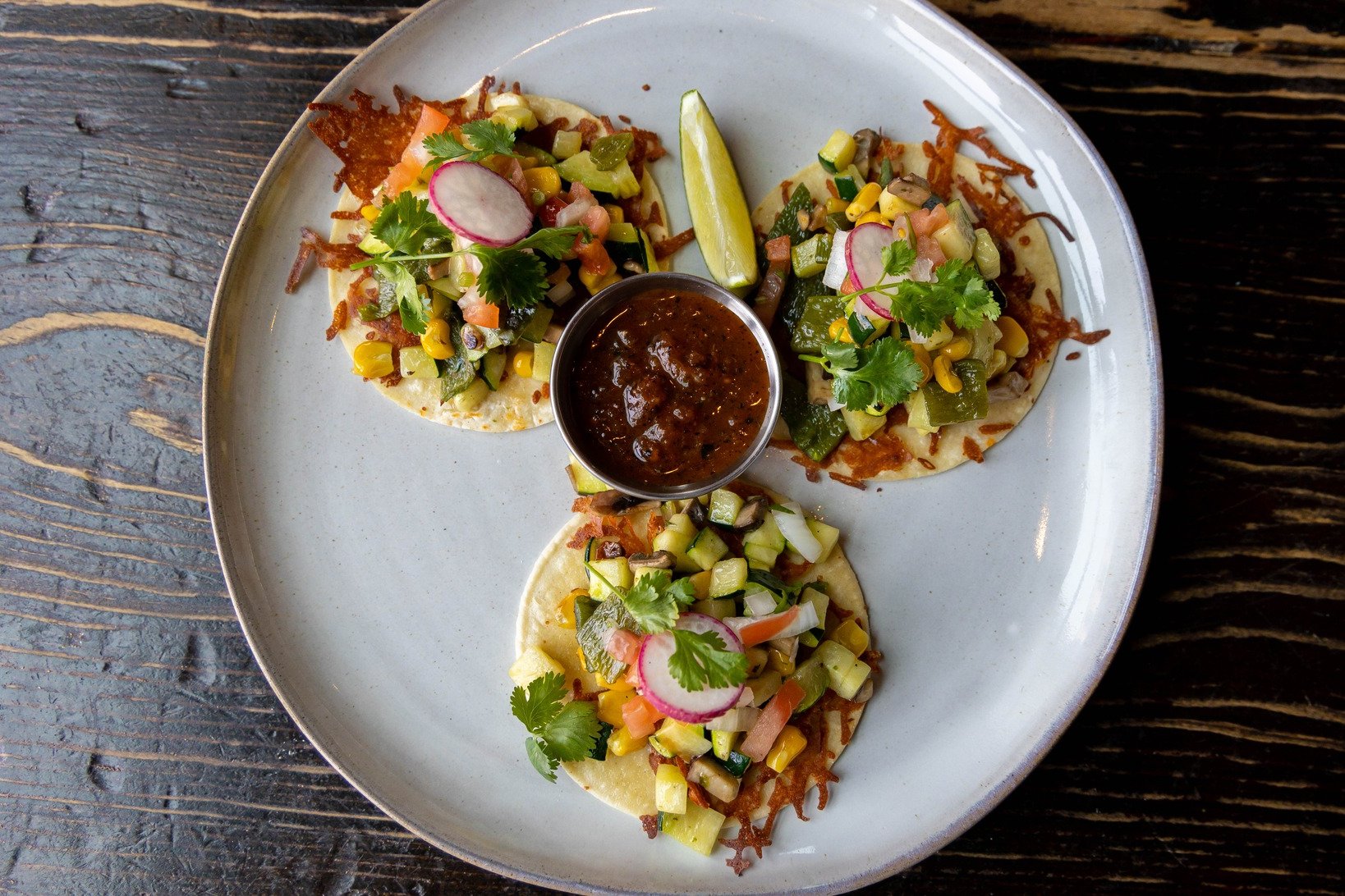Order Veggie Tacos food online from La Sandia store, Denver on bringmethat.com