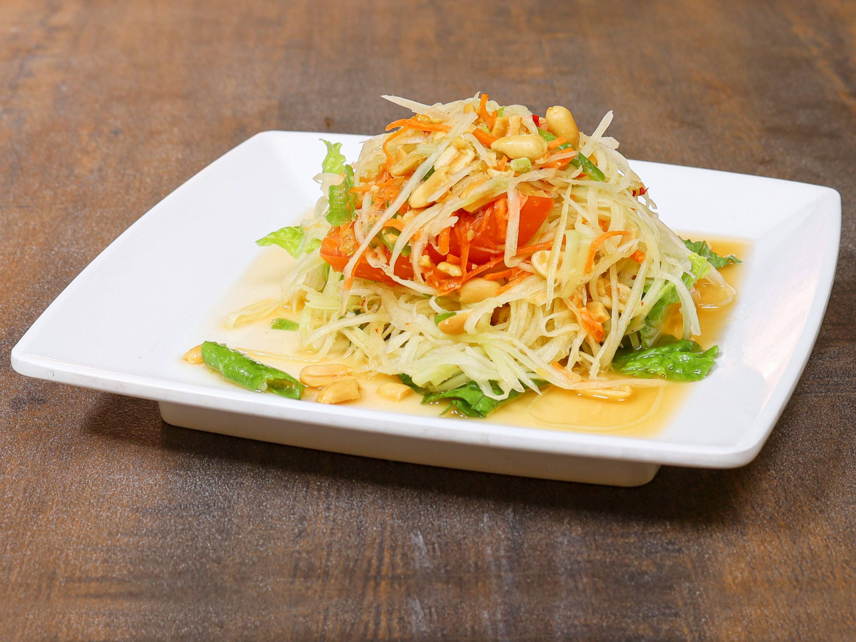 Order Papaya Salad food online from Galanga Thai Restaurant store, Santa Barbara on bringmethat.com