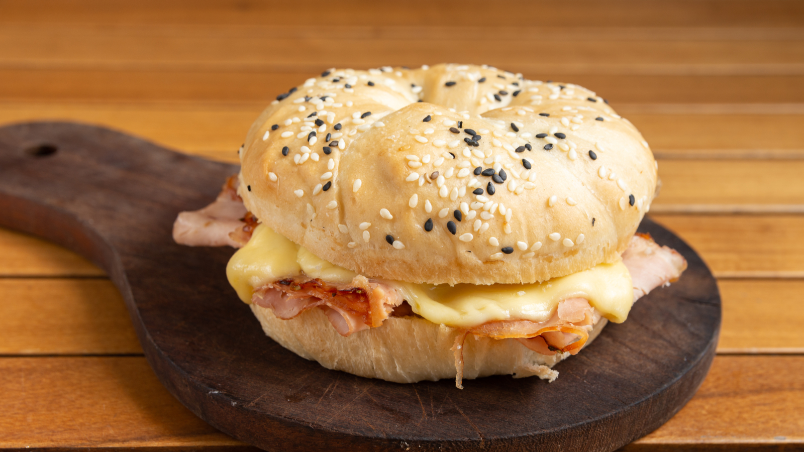 Order Bagel with Cream Cheese and Ham food online from The Breakfast Dream store, San Diego on bringmethat.com
