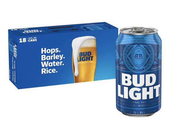 Order Bud Light, 18pk-12oz canned beer (5.0% ABV) food online from Ranch Market Too store, Yountville on bringmethat.com