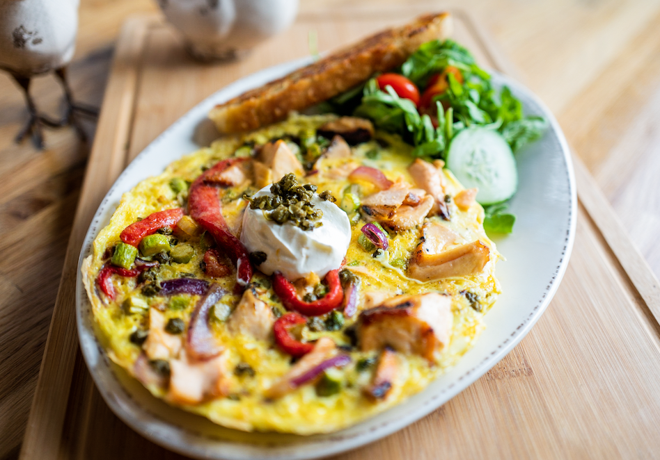 Order Salmon Frittata food online from Iron Rooster store, Cockeysville on bringmethat.com