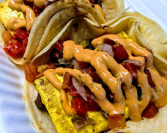 Order Huevos Rancheros Tacos (2) food online from Algorithm Restaurants store, Philadelphia on bringmethat.com
