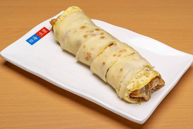 Order 34. Egg Crepe with Cruller 蛋餅夾油條 food online from Four Sea store, Hacienda Heights on bringmethat.com