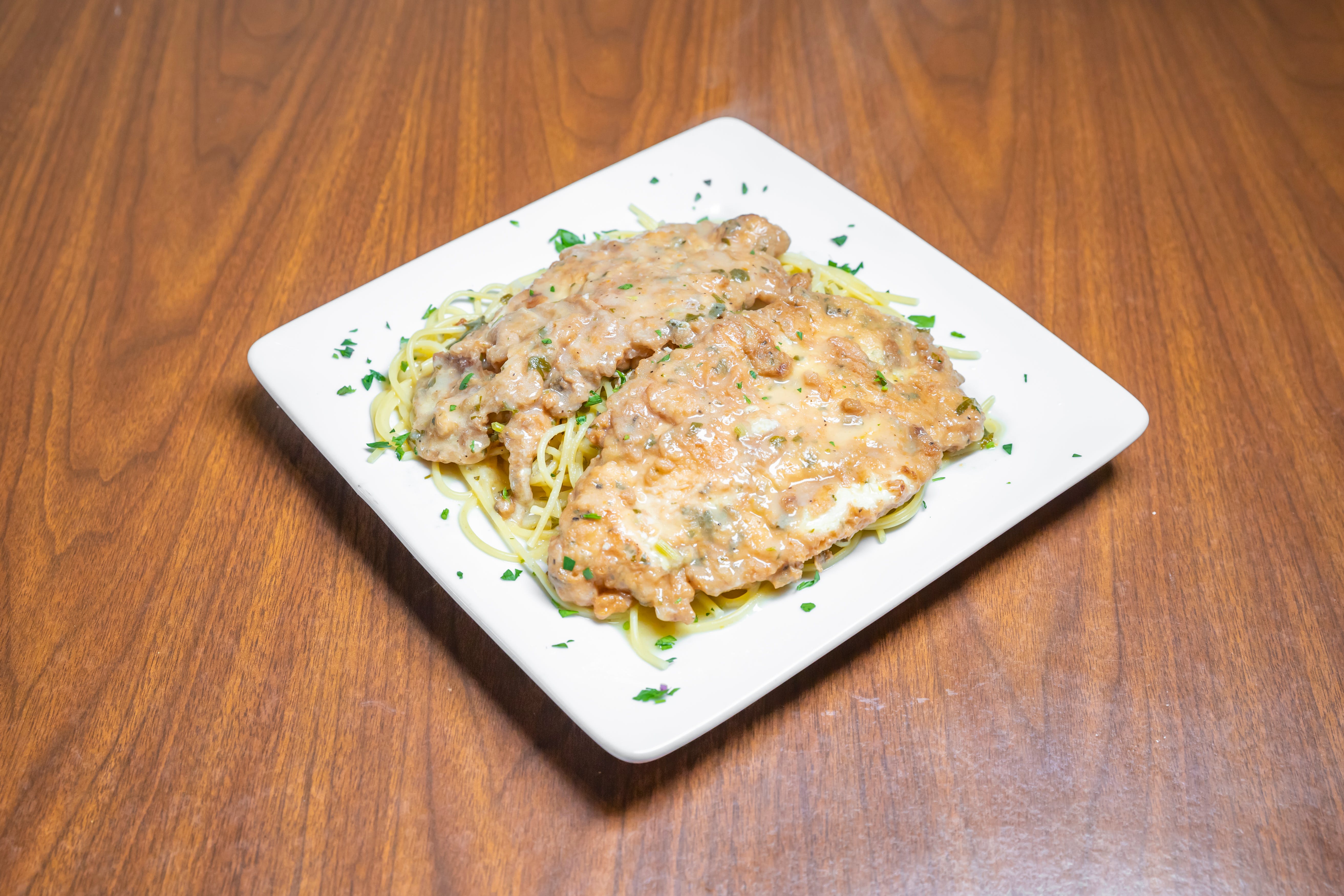 Order Chicken Francese - Entree food online from Mamma Maria Pizza store, Washington on bringmethat.com