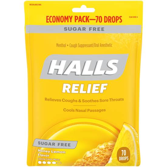 Order Halls Cough Drops Sugar Free Honey Lemon (70 ct) food online from Rite Aid store, Mansfield on bringmethat.com